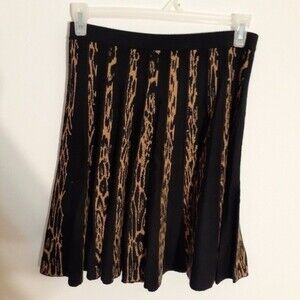 grace elements skirt m black beige animal print knit career office short skirt